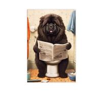 GAPKJGTS Poster su tela con scritta "Chow Chow Chow on the Toilet And Reading", divertente decorazione per camera da letto, ufficio, camera da letto, regalo, 30 x 45 cm