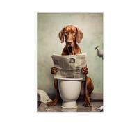 GAPKJGTS Vizsla - Poster su tela con scritta in lingua inglese "on the toilet and reading", decorazione per camera da letto, ufficio, camera da letto, regalo, 20 x 30 cm