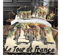 Gara ciclistica Set Di Copripiumino 3 pezzi microfibra morbida stampa di 3D con federa cerniera nascosta con federe illustrazione sportiva copripiumino for bambini e adolescenti Single（135x200cm）