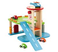 Garage Multipiano in Legno - Gioco di Ruolo con Auto, Elicottero e Pista