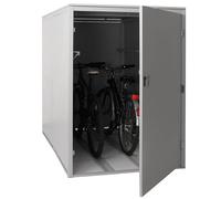 Garage per 2 Biciclette HWC-L56c, rimessa con deposito, in Metallo con Serratura 160x113x209cm - Grigio Chiaro