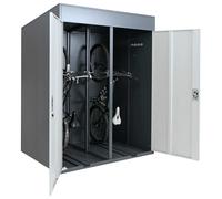 Garage per biciclette doppio HWC-H66b, box per biciclette, con chiave, metallo 213x158x125 cm - antracite/grigio chiaro