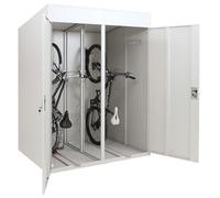 Garage per biciclette doppio HWC-H66b, box per biciclette, con chiave, metallo 213x158x125 cm - grigio chiaro