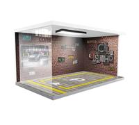 Garage Per Vetrina Per Modello Di Auto - Supporto Per Scena Di Parcheggio A LED, Vetrina Per Auto Pressofusa Illuminata, Scatola Per Diorama Per Garage | Scaffale Da Collezione Squisito Arredamento Pe