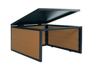 Garage riparo per robot tosaerba con coperchio HWC-L45 35x60x70cm ferro WPC legno chiaro