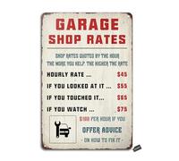 Garage Shop Tariffe 20,3 x 30,5 cm Look Retro Decorazione Artigianato Cartello per Casa Cucina Bagno Fattoria Giardino Garage Citazioni ispiratrici Decorazione da parete
