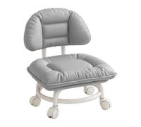 Garage Stool with Backrest - Padded Seat | Low Rolling Workshop Chair