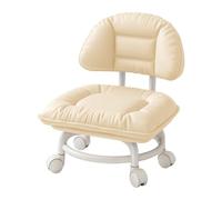 Garage Stool with Backrest - Padded Seat | Low Rolling Workshop Chair