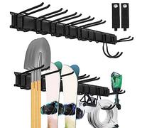 Garage Tool Manager Staffa a parete, Garage Wall Manager Staffa di stoccaggio con 9 ganci, Gancio per attrezzi da giardino per attrezzatura da sci, Sedia, Scopa, Mop, Rake Garden Tool