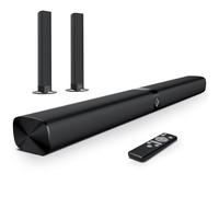 GarageRock 90W Altoparlanti Soundbar, barre audio staccabili 2 in 1 per Smart TV, Soundbar Bluetooth 5.0 per TV con suono chiaro, 3 modalità EQ, ARC/Ottico/Aux/Montatura a muro (Nero)