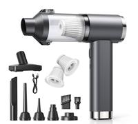 GARAID 4 in 1 Aspirabriciole Senza Fili, 25000Pa Aspirapolvere Auto Portatile, 6000mAh Mini Aspirapolvere con Motore Brushless, 2 Velocità, 150000 RPM Aria Compressa per Auto Casa Ufficio Animale