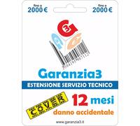 GARANZIA DI 12 MESI PER DANNO ACCIDENTALE MASSIMALE € 2.000 GARANZIA3 COVER2000.