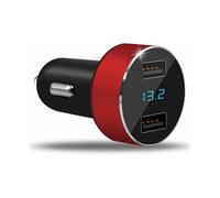 Garanzia di rimborso Caricabatterie da auto a doppia porta USB, display LED blu brillante che mostra la tensione della batteria e la corrente di