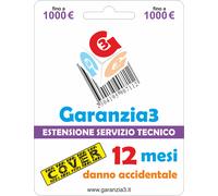 Garanzia3 Cover 1000- Estensione servizio tecnico per danni accidentali 12 mesi
