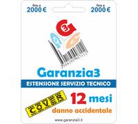 Garanzia3 Cover 2000 - Estensione servizio tecnico per danni accidentali 12 mesi con massimale di 2000€