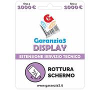 GARANZIA3 - Display 1000 - Servizio di assistenza tecnica 12 mesi di ripristino da rottura schermo accidentale. Valore dispositivo fino a 1000 Euro