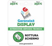 GARANZIA3 - Display 250 - Servizio di assistenza tecnica 12 mesi di ripristino da rottura schermo accidentale. Valore dispositivo fino a 250 Euro