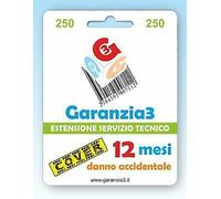 GARANZIA3 G3CIT250 ASSICURAZIONE PER DANNI ACCIDENTALI 12 MESI MASSIMALE 250€