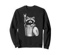 Garbage Can Procione Lover Rock Sign Retro Trash Can Racoon Felpa