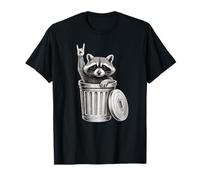 Garbage Can Procione Lover Rock Sign Retro Trash Can Racoon Maglietta