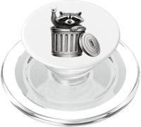 Garbage Can Procione Lover Rock Sign Retro Trash Can Racoon PopSockets PopGrip per MagSafe
