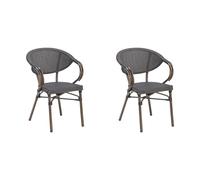 garbar Aurea - Set 2 sedie con bracci interni, esterni, giardino, terrazza, balcone, soggiorno, cucina, sala da pranzo, design leggero, impilabile, alluminio, tessuto, grigio, 2 pezzi