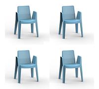 GARBAR Play Set 4 Sedia con Braccioli Esterno | Giardino, Terrazza, Balcone, Picnic, Campeggio, Catering, Eventi, Incontri | Design, Leggero, Impilabile | Retro Blu