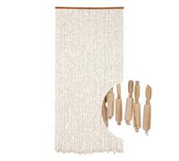 Garbenat Tenda in bambù - 90 x 200 cm con perline, 52 righe, stile retrò, in bambù, per porta, in filo di cotone, colore legno