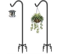 Garbuildman Ganci da pastore alti 190 cm con base a 5 forche, regolabili, resistenti, per mangiatoie per uccelli, per esterni, nero lucido, confezione da 2
