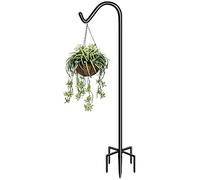 Garbuildman Ganci da pastore alti 238 cm con base a 5 forche, regolabili, resistenti, per mangiatoie per uccelli, per esterni, nero lucido, confezione da 1