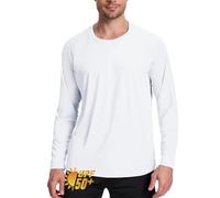 GarBull Rashguard - Maglietta da uomo, protezione UV UPF 50+, ad asciugatura rapida, traspirante, protezione solare per il surf, il nuoto e la corsa, bianco, L