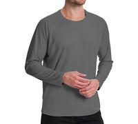 GarBull Rashguard - Maglietta da uomo, protezione UV UPF 50+, ad asciugatura rapida, traspirante, protezione solare per il surf, il nuoto e la corsa, grigio scuro, L