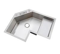 GArcan Lavello ad Angolo Lavello da Cucina Lavello ad Angolo in Acciaio Inossidabile Lavello Singola Lavello Fatto a Mano Vaschetta Singola Cucina Lavabo Singolo Balcone con Tubo di Scarico (Colore