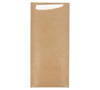 García de Pou 223.19 - Buste Portaposate + Tovagliolo Bianco 'Just In Time' 80+10Pe G/M2 8,5X19,5 Cm Naturale Kraft A Costine - 250 unità