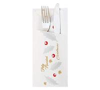 garcía di POU 188.37 borsa posate con tovagliolo New Noël 90 G/m2, 33 x 40 cm, Bianco