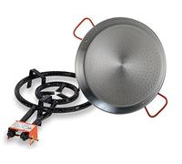 Garcima 70002 - Set di tegame per Paella con Supporto, 43 x 71 x 11 cm, Colore: Nero e Argento