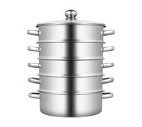Gardampfkochtopf Set, 5-Tier Dampfkocher, Ø 26 cm, Edelstahl Dampfgarer Dampfkocher mit Glasdeckel, Edelstahl Biodampfkocher mit Dampfeinsatz, Dampfkochtopf, auch für Induktionsherd