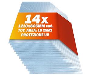 GARDEBRUK® 14x Fogli Policarbonato Lastre Alveolari 4mm 121x60,5cm 10,3m² Pannelli Plastica Trasparenti Lastra Alveolare Pannello Copertura Tettoia