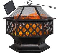 Gardebruk® Braciere Esagonale 70x60,5cm Acciaio Parascintille Attizzatoio Bracieri Esterno Giardino