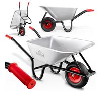 Gardebruk Carriola da Giardino 100 Litri 250kg Acciaio Zincato Manici Gommati Ergonomici Carriole per Fiori Carriola da Costruzione Trasporto Legna