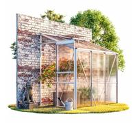 Gardebruk Serra a Parete Alluminio 3,8m³ 190x122x202cm Serre a Muro Piante Orto Finestra Ventilazione