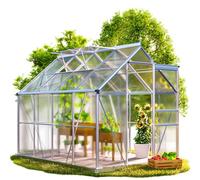 GARDEBRUK Serra da Giardino in Alluminio 4.8m² | 250x190cm, 7.7m³, 4, Orto, con Base, con 4 Lucernari, Giardinaggio, Coltivazione, con 2 Finestre per Circolazione Aria