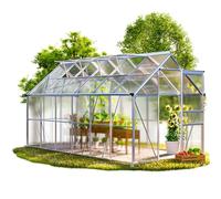 GARDEBRUK® Serra da Giardino in Alluminio 7,2m² 380x190cm incl. 4 Lucernari Coltivazione Orto per Piante Giardinaggio 11,73m³