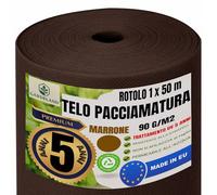 GARDELAND Telo Pacciamatura Marrone Premium - 5 Anni Resistente alle intemperie-Trattamento UV-Rotolo 50 Metri x 1 Metro-Tessuto Non Tessuto Anti Erbacce 90gr/m2 Non Si SFILACCIA al Taglio Made in EU
