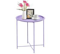 Garden 4 you Tavolino in metallo viola rotondo pieghevole vassoio ciano divano piccolo accento tavolo pieghevole, vassoio rotondo, accanto al divano, tavolo snack per soggiorno e camera da letto