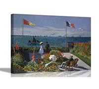 Garden at Sainte-Adresse Claude Monet - Stampa su tela incorniciata da parete, decorazione per la casa, motivo giclée extra large, 101 x 76 cm