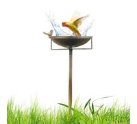 Garden Bird Bath - Vintage Style Metal Standing Water Feeder, Raised Outdoor Bowl With Stable Base, Ornamental Yard Statue Decor For Patio Balcony Courtyard | Classic Birdbath Feature Parakeet