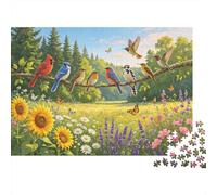 Garden Birds Puzzle 1000 Pezzi Materiale Riciclato Floral Meadow Puzzle per Ragazzi e Ragazze dai 6 anni in su Gioco Educativo Challenge Parent Child Toy 38x26cm/1000pcs