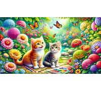 Garden Cats Landscape Diamond Art Kits,5D Diamond Painting Kits for Adults,DIY Full Round Drill diamond painting kits for Beginners Rhinestone Embroidery Picture Art For Home Decor 80x170 cm