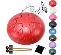 Garden Chakra Drum - 15,2 cm 8 Note - Rilassati con i suoni rilassanti della pioggia (rosso)